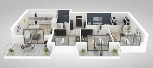 Floor,Plan,Of,A,House,Top,View,3d,Illustration.,Open