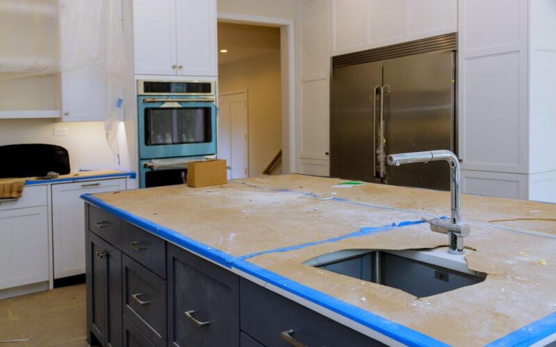 Renovation,Work,Is,In,Progress,In,Modern,Kitchen,Featuring,Exposed
