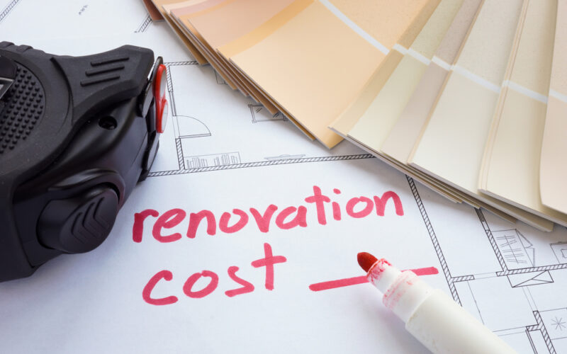 Renovation,Cost,Estimate,With,Tape,Measure,And,Color,Palette.